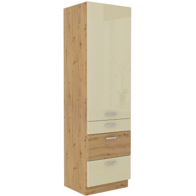 Lebensmittelschrank mit Schubladen ADARA – Breite 60 cm, creme / Eiche Artisan