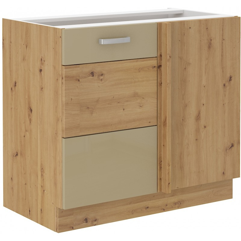 Verlängerter Eckschrank ADARA – Breite 105 cm, cappucino / Eiche Artisan