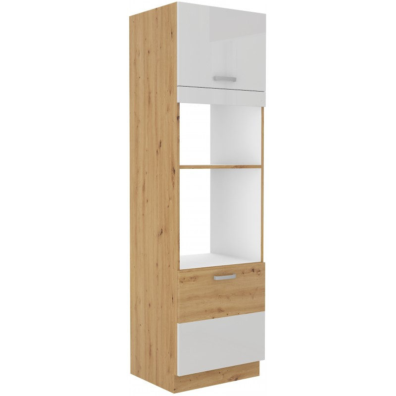 Einbaugeräteschrank ADARA – Breite 60 cm, Weiß / Eiche Artisan