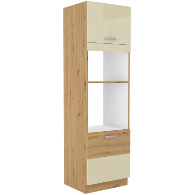 Einbaugeräteschrank ADARA – Breite 60 cm, Cremefarbe / Eiche Artisan