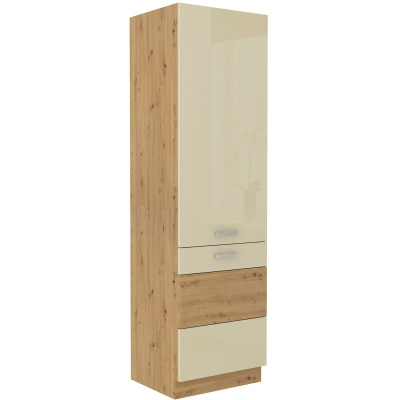 Schrank für Einbaukühlschränke ADARA – Breite 60 cm, Cremefarbe / Eiche Artisan