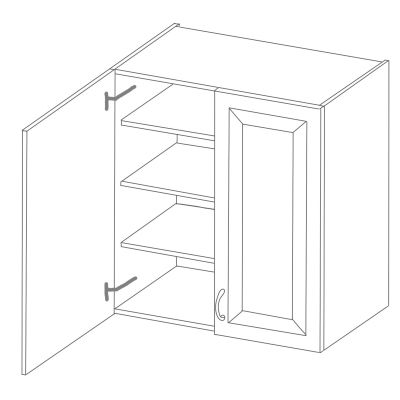 Hoher Oberschrank ADARA – Breite 80 cm, weiß / Eiche Artisan