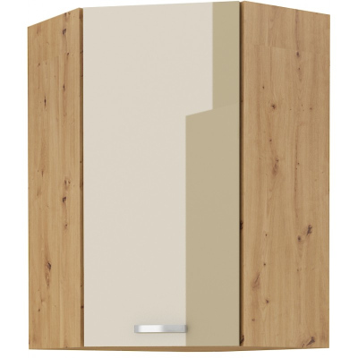 Hoher Eckschrank ADARA – 58x58 cm, cappucino / Eiche Artisan