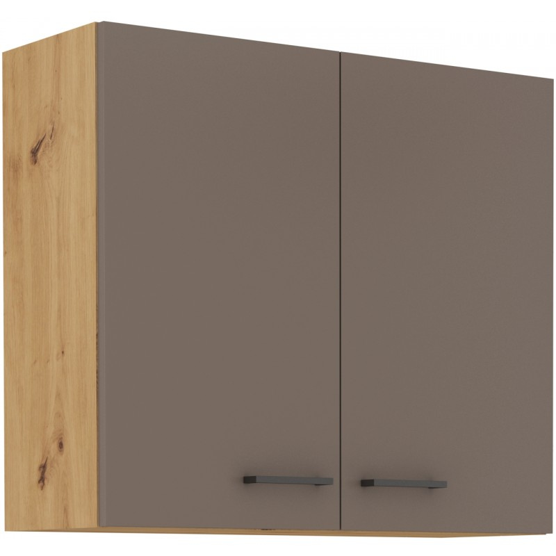 Küchenhängeschrank BALIJA – Breite 80 cm, Trüffelgrau / Artisan-Eiche