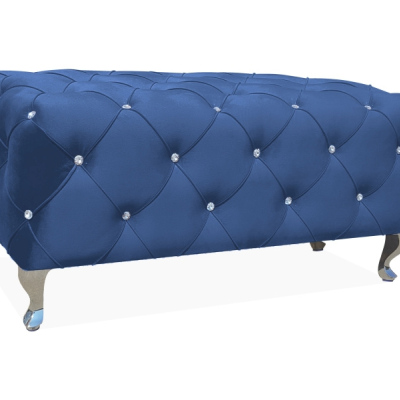 Großer Glamour-Hocker BERTIN – blau