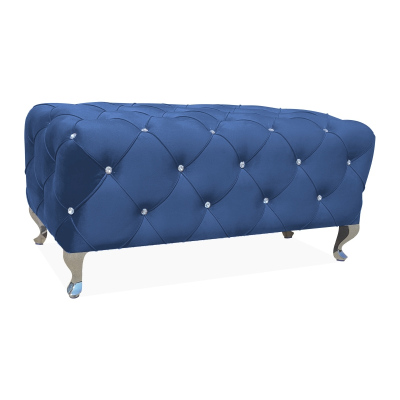 Großer Glamour-Hocker BERTIN – blau