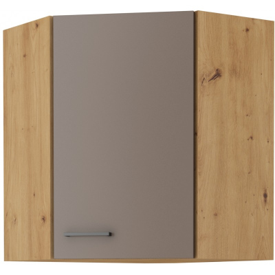 Oberer Eckschrank BALIJA – 58x58 cm, Trüffelgrau / Artisan-Eiche