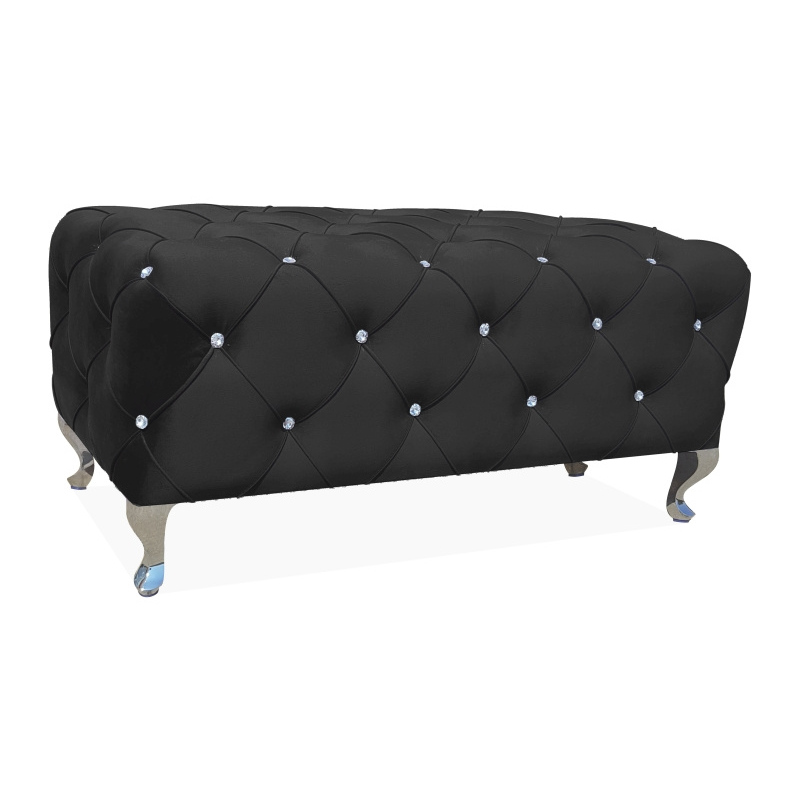 Großer Glamour-Hocker BERTIN – schwarz