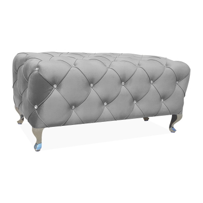 Großer Glamour-Hocker BERTIN – grau