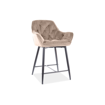 Kleiner Barhocker LUSINE – beige / schwarz