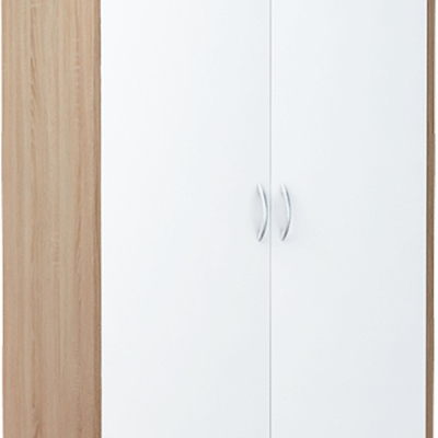 Zweitüriger Kleiderschrank SIMELA – Breite 85 cm, Sonoma-Eiche / weiß