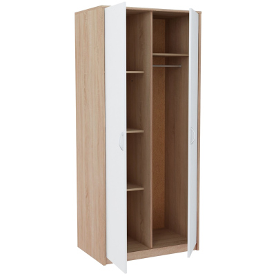 Zweitüriger Kleiderschrank SIMELA – Breite 85 cm, Sonoma-Eiche / weiß