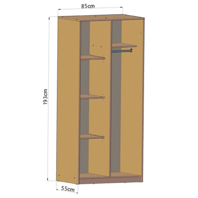 Zweitüriger Kleiderschrank SIMELA – Breite 85 cm, weiß