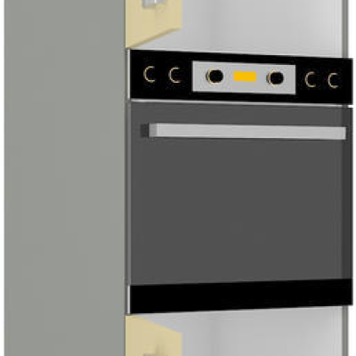 Küchenschrank für Einbaubackofen ULLERIKE – Breite 60 cm, Creme / Grau