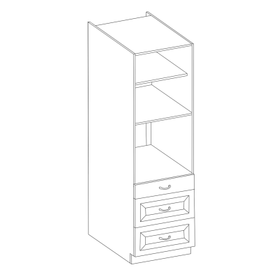 Hoher Schrank für Einbaubackofen mit Schubladen ULLERIKE – Breite 60 cm, creme/grau