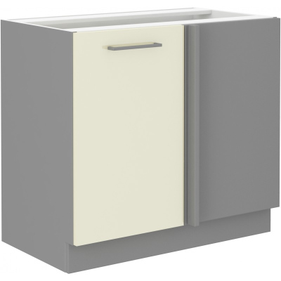 Verlängerter Eckschrank ULLERIKE – Breite 105 cm, creme/grau