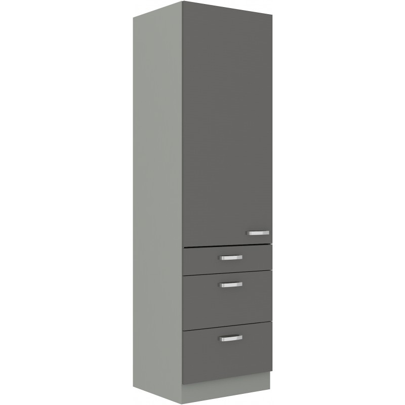 Lebensmittelschrank mit Schubladen ULLERIKE – Breite 60 cm, grau