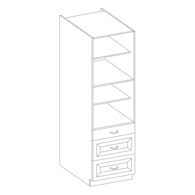 Lebensmittelschrank mit Schubladen ULLERIKE – Breite 60 cm, grau