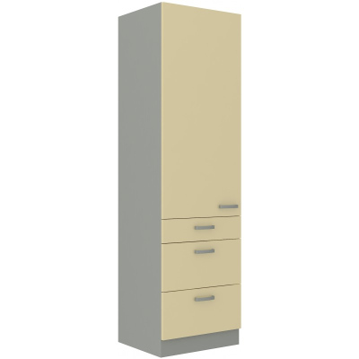 Lebensmittelschrank mit Schubladen ULLERIKE – Breite 60 cm, creme/grau