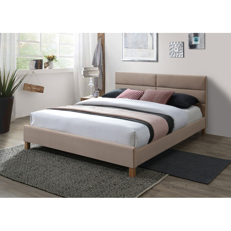 Gepolstertes Doppelbett ALMONA – 160x200 cm, Beige