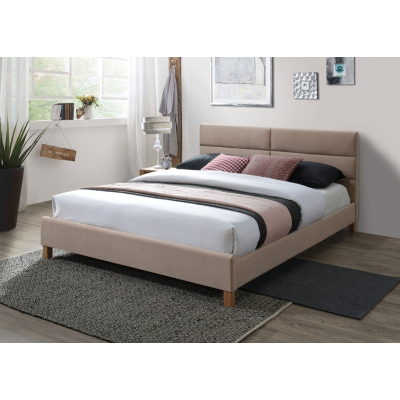 Gepolstertes Doppelbett ALMONA – 160x200 cm, Beige