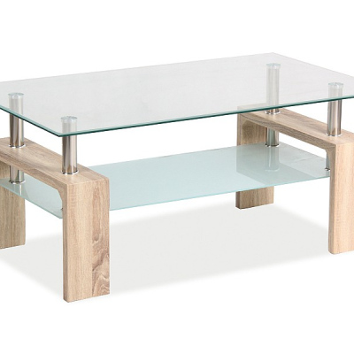 Couchtisch LACO – transparent / Sonoma-Eiche