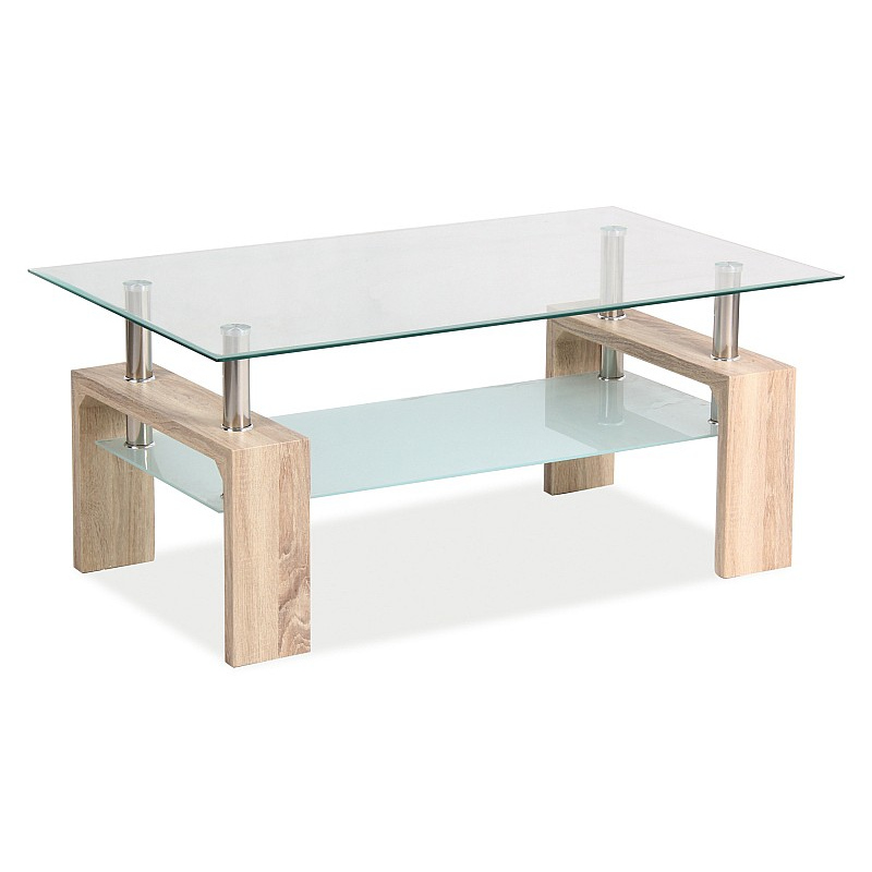 Couchtisch LACO – transparent / Sonoma-Eiche