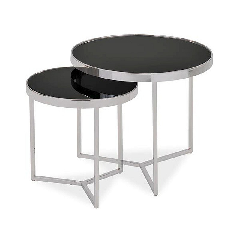 Couchtisch-Set GIOVANI – Schwarz/Chrom