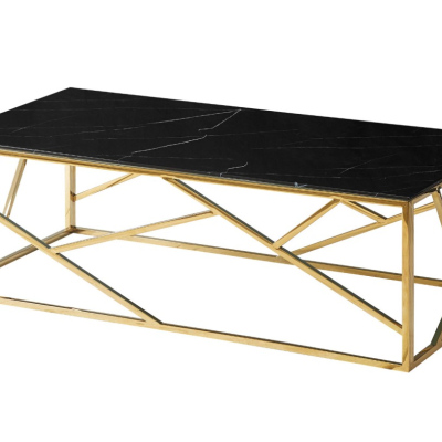 Designer-Couchtisch PIM 2 – schwarzer Marmor / Gold