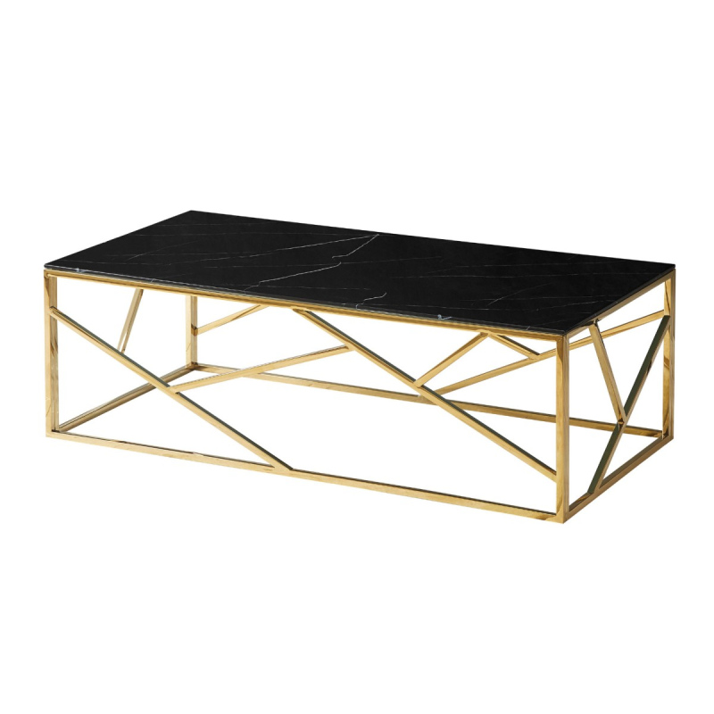 Designer-Couchtisch PIM 2 – schwarzer Marmor / Gold