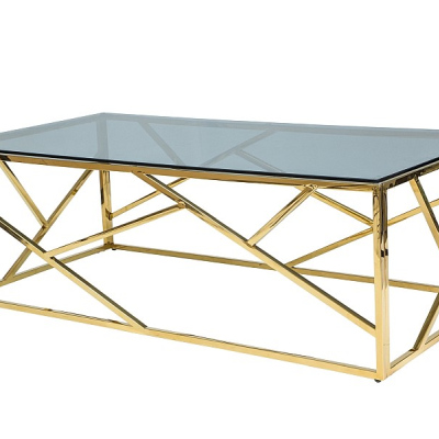 Designer-Couchtisch PIM 1 – transparent / Gold