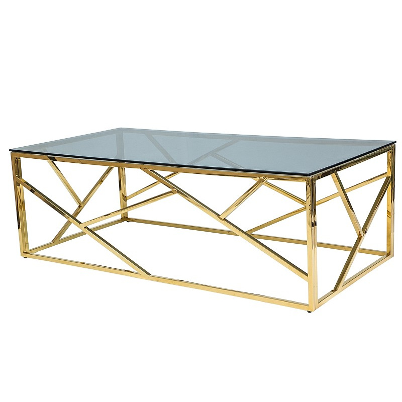 Designer-Couchtisch PIM 1 – transparent / Gold