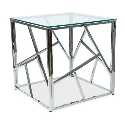 Designer-Beistelltisch PIM 1 – transparent / Silber