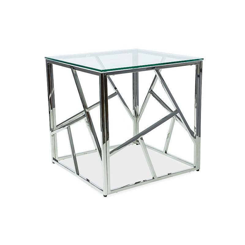 Designer-Beistelltisch PIM 1 – transparent / Silber