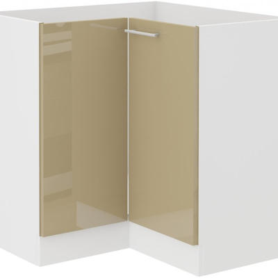 Unterer Eckschrank LAJLA – 89x89 cm, Cappuccino / Weiß