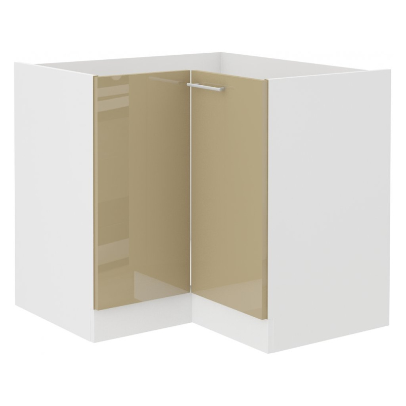 Unterer Eckschrank LAJLA – 89x89 cm, Cappuccino / Weiß