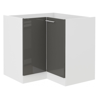 Unterer Eckschrank LAJLA – 89x89 cm, Grau / Weiß