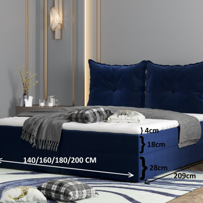 Boxspringbett PINELOPI – 140x200, Lachsfarbe