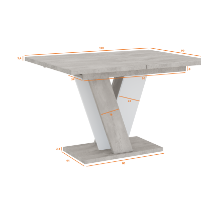 Ausziehbarer Esstisch ANDREJ – Beton/Weiß