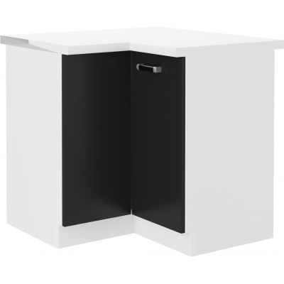 Unterer Eckschrank ODONA – 89x89 cm, Schwarz / Weiß