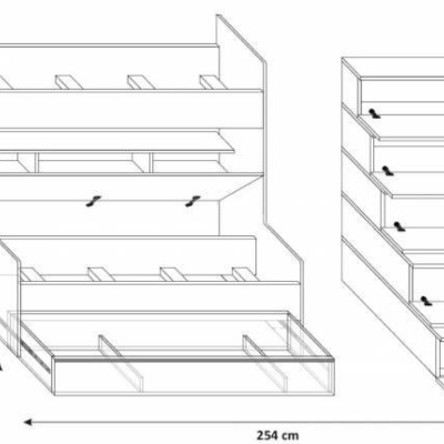 Kinderhochbett RENI 2 – 90x200, Weiß / Lila