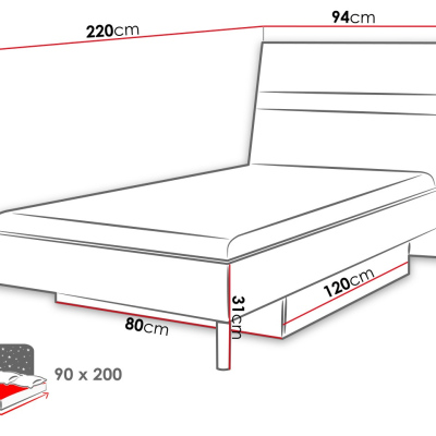 Bett für Kinderzimmer RENI 1 – 90x200, weiß