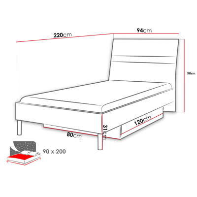 Bett für Kinderzimmer RENI 1 – 90x200, weiß