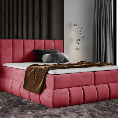 Designer-Polsterbett 120x200 VENY – Rot + GRATIS Topper