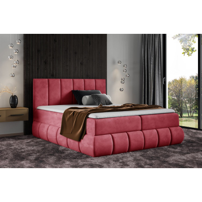 Designer-Polsterbett 120x200 VENY – Rot + GRATIS Topper