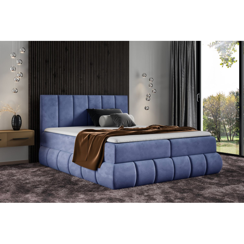 Designer-Polsterbett 120x200 VENY – Blau + GRATIS Topper