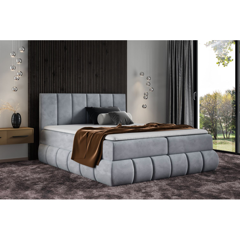 Designer-Polsterbett 120x200 VENY – Grau + GRATIS Topper