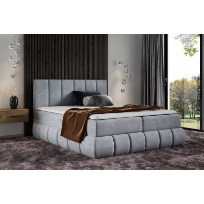 Designer-Polsterbett 120x200 VENY – Grau + GRATIS Topper