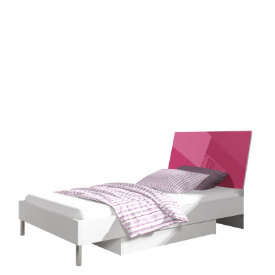 Bett für Kinderzimmer RENI 3 – 90x200, weiß/rosa