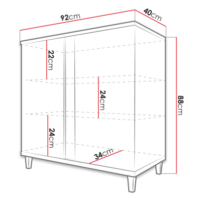 Kommode für das Wohnzimmer ANINA – weiß / schwarz